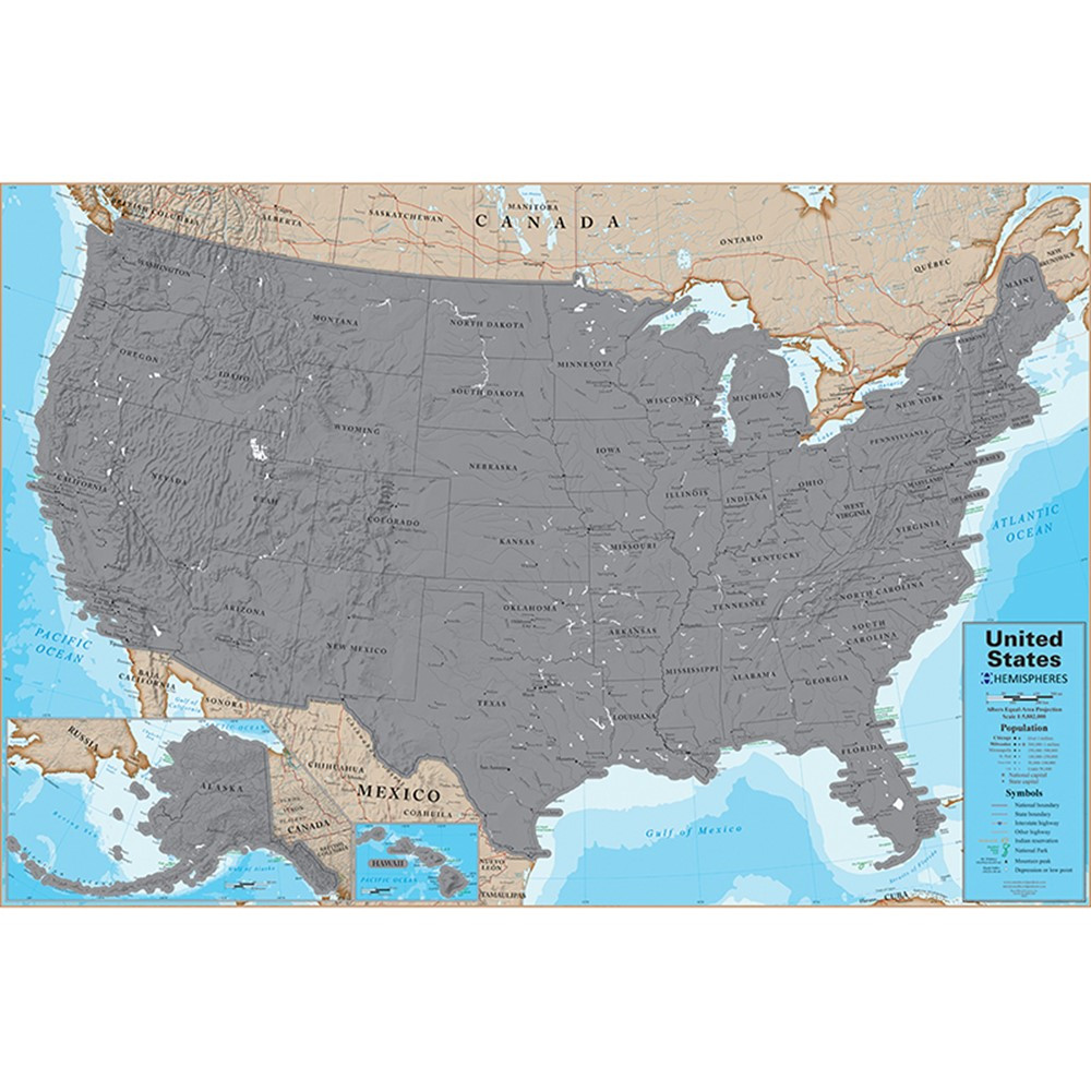 Scratch Off USA 24 x 36" Laminated Wall Map - RWPSCR02 | Waypoint Geographic | Maps & Map Skills"