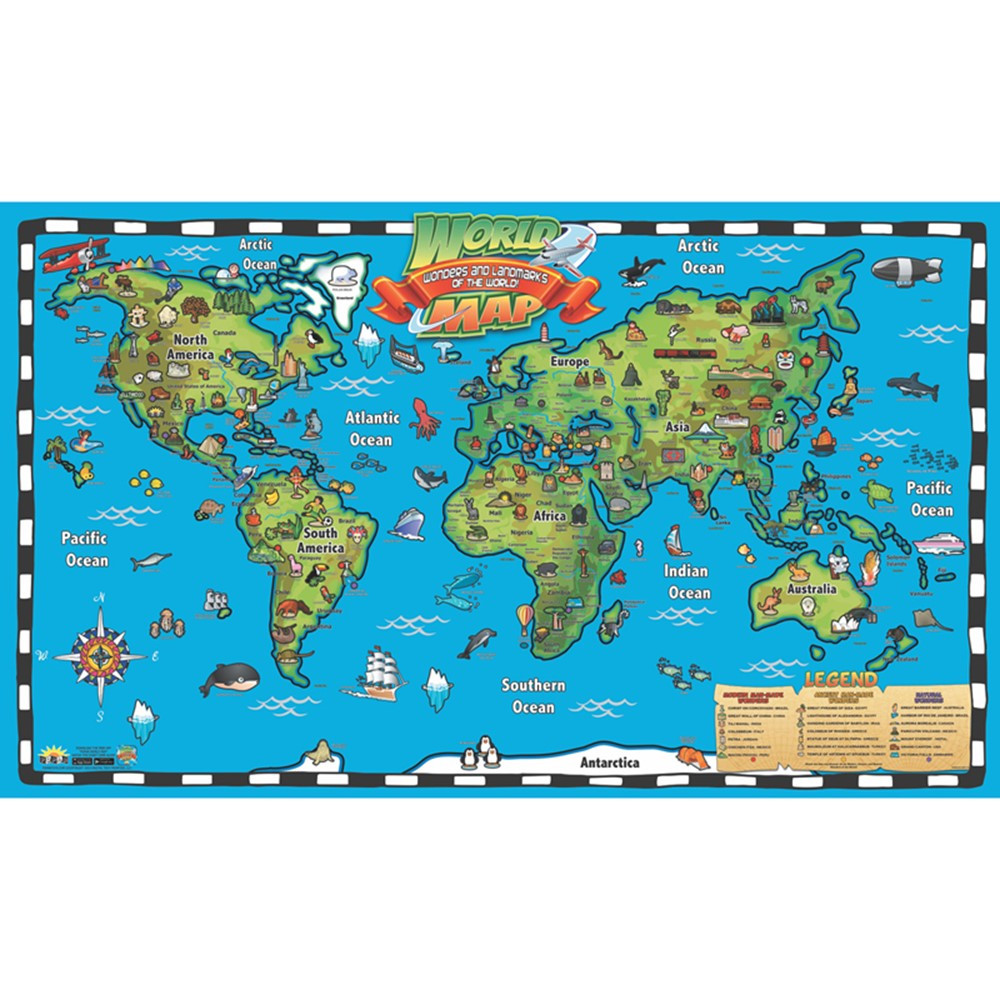 Kid's World Map Interactive Wall Chart with Free App - RWPWC04 | Waypoint Geographic | Social Studies