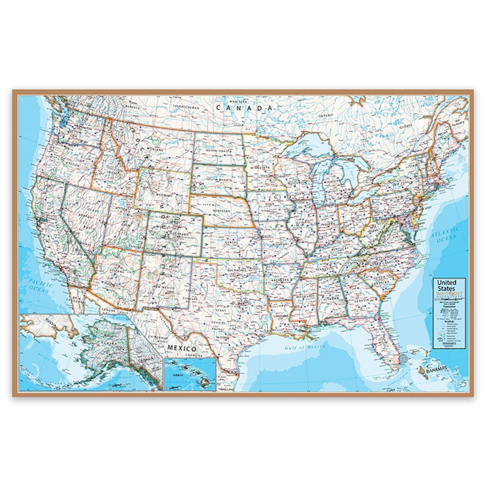 Contemporary USA 24 x 36" Laminated Wall Map - RWPWG15 | Waypoint Geographic | Maps & Map Skills"