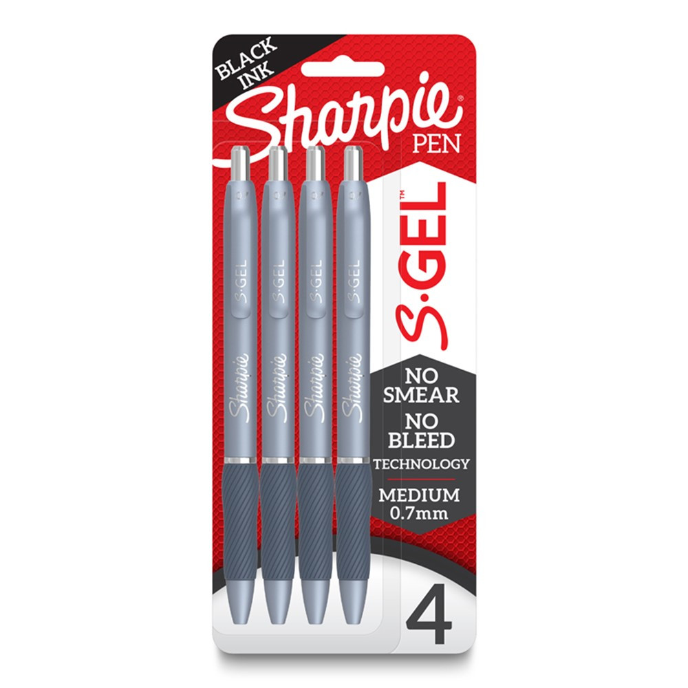 S-Gel, Gel Pens, Medium Point (0.7mm), Frost Blue Body, Black Gel Ink Pens, 4 Count - SAN2126213 | Sanford L.P. | Pens