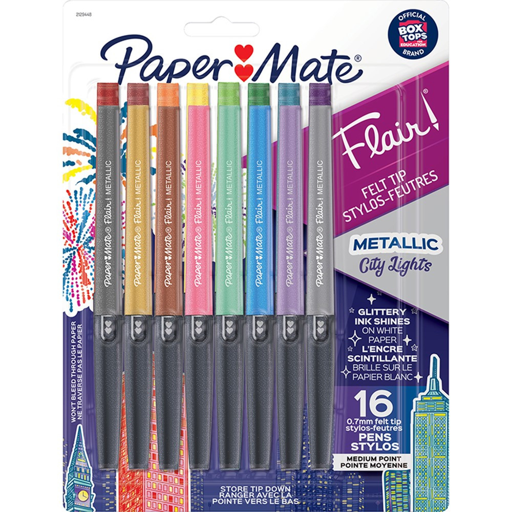 Paper Mate Flair Felt Tip Pens, 0.7mm, Medium Point, 12-Count (Blue)