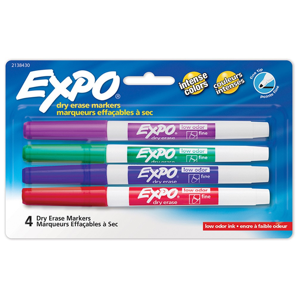 Low-Odor Dry-Erase Marker, Broad Chisel Tip, Assorted Pastel Colors, 4/Set