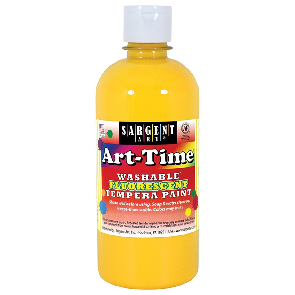 SAR174702 - Arttime Fluorescent Paint 16 Oz Ylw Washable Tempera in Paint