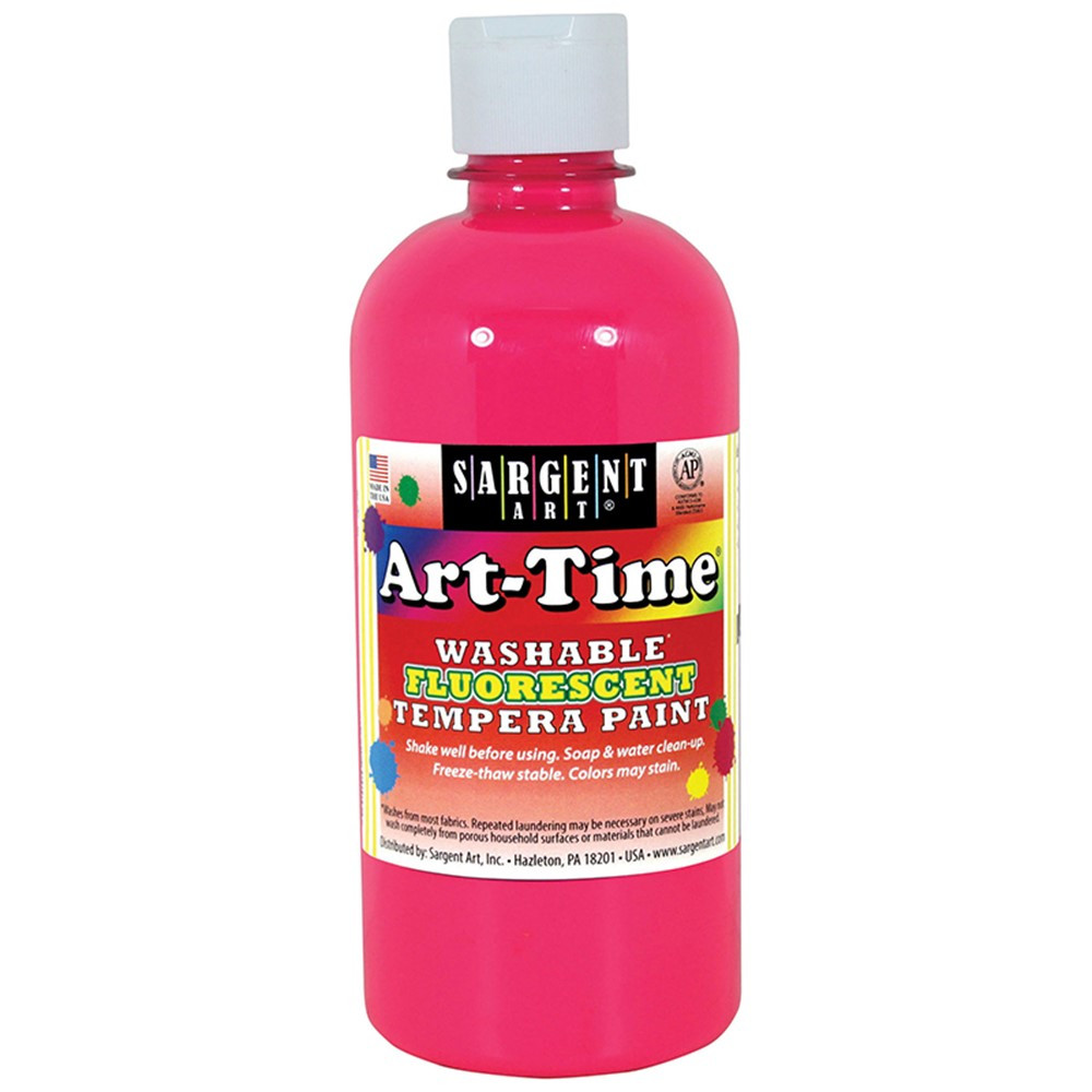 SAR174729 - Arttime Fluorescent Paint 16 Oz Pnk Washable Tempera in Paint