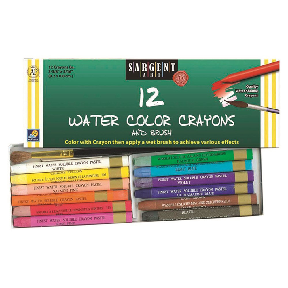 Watercolor Crayons, 12 count & brush - SAR221112, Sargent Art Inc.