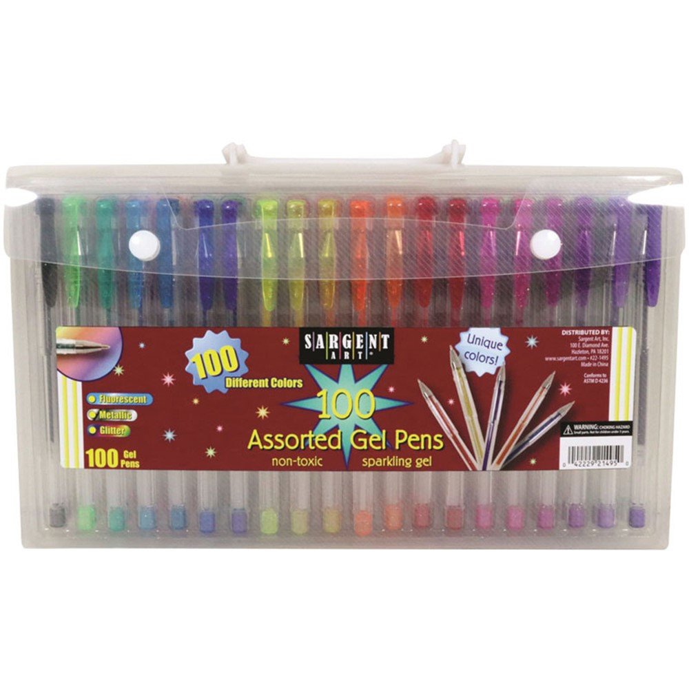 Gel Pens In Case with Handle, 100ct - SAR221495 | Sargent Art  Inc. | Pens