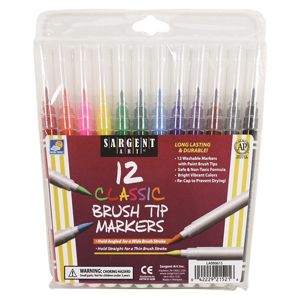 SAR221521 - Sargent Art 12Ct Classic Brush Tip Markers in Markers