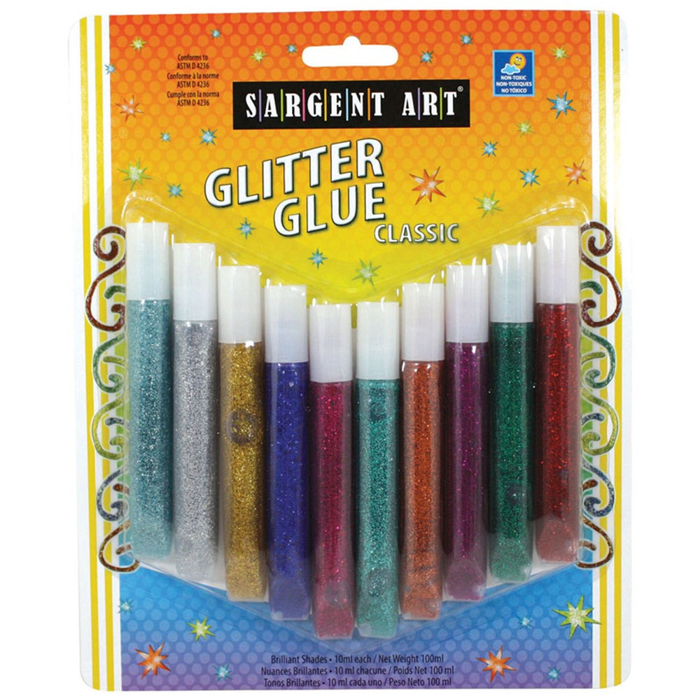 Washable Classic Glitter Glue Tubes, 10ml, 10-Pack - SAR221894 | Sargent Art  Inc. | Glitter