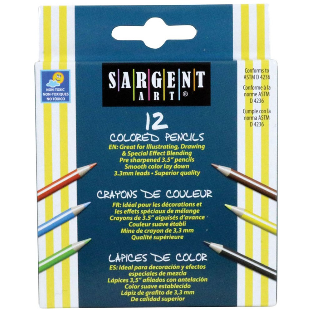 SAR227214 - Sargent Art Half-Sized Colored Pencils 12 Color Set in Colored Pencils