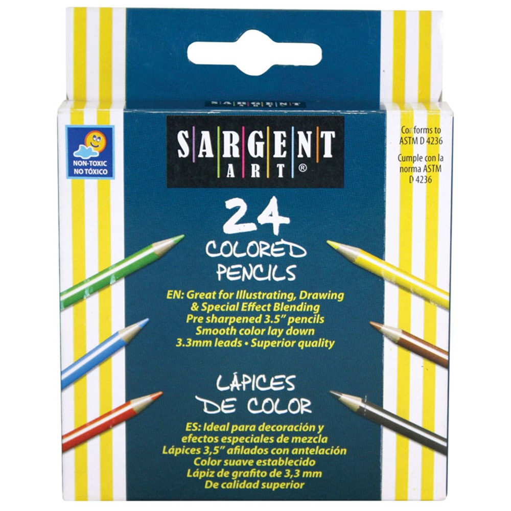 SAR227218 - Sargent Art Half-Sized Colored Pencils 24 Color Set in Colored Pencils