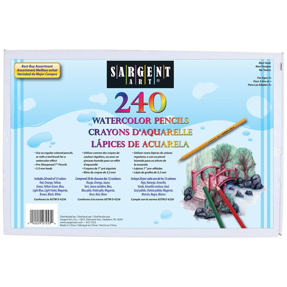 SAR227253 - 240Ct Sargent Watercolor Pencil Best Buy Assortment 7 In in Colored Pencils