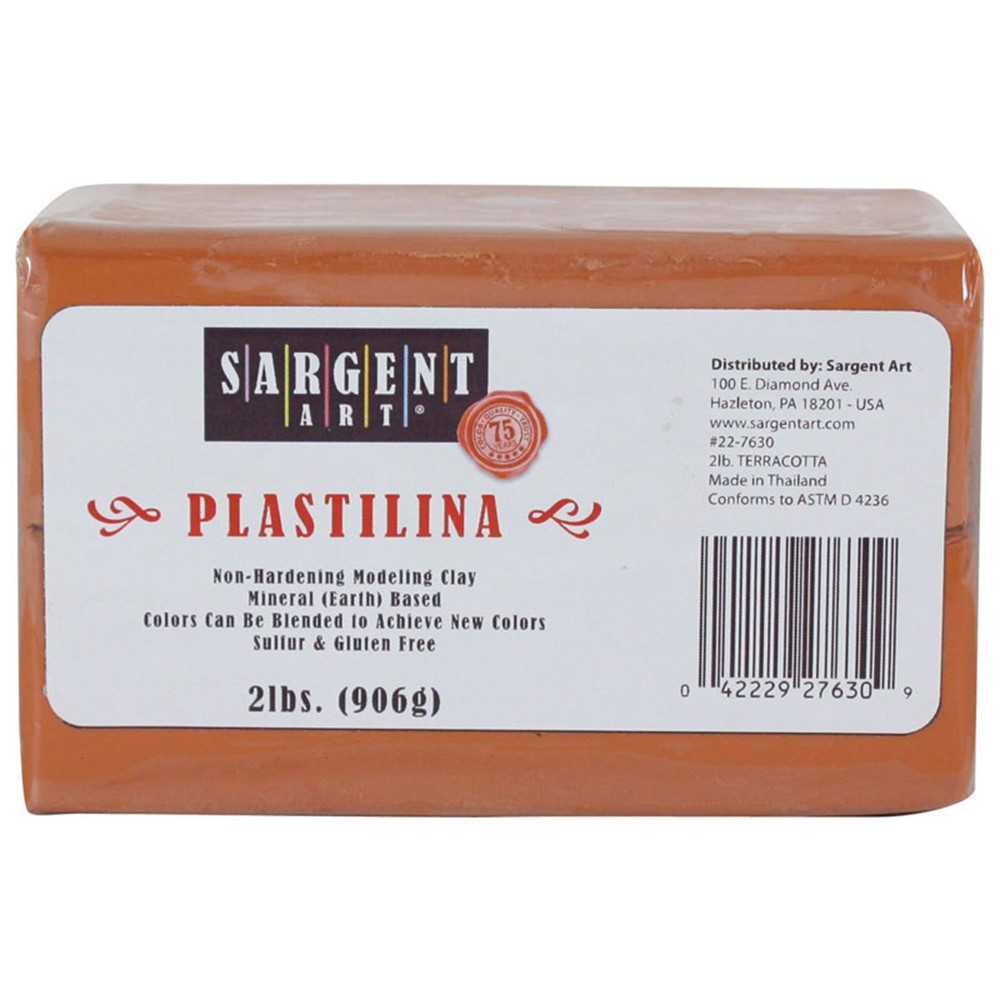 Plastilina Non-Hardening Modeling Clay, 2 lbs., Terra Cotta - SAR227630, Sargent Art Inc.