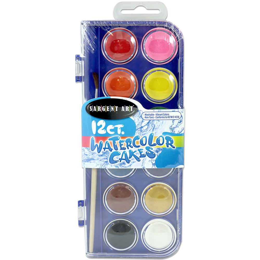 Watercolor Set, Plastic Case with Brush, 12 Colors - SAR238412 | Sargent Art  Inc. | Paint