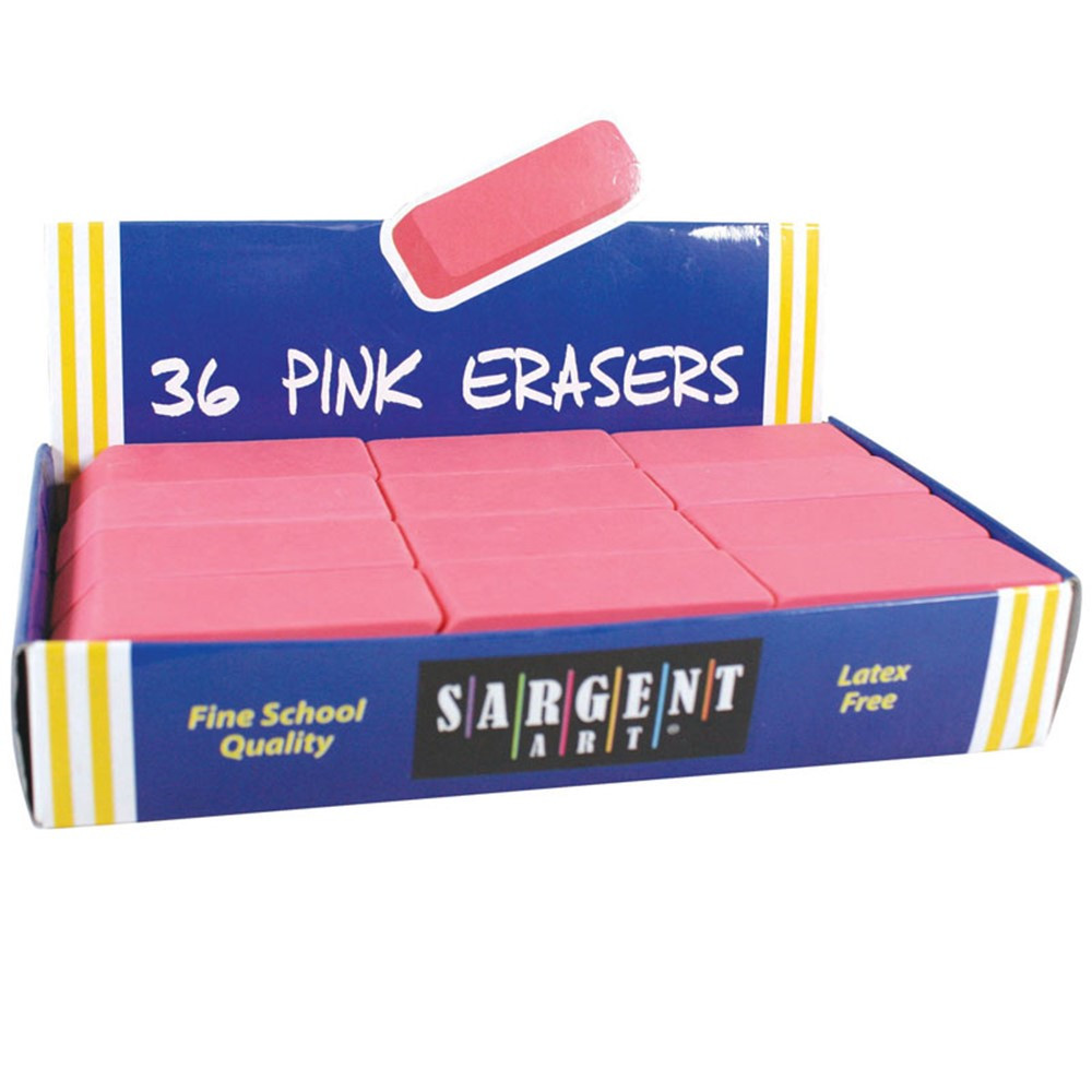 SAR361012 - 36Ct Large Pink Eraser Pack in Erasers
