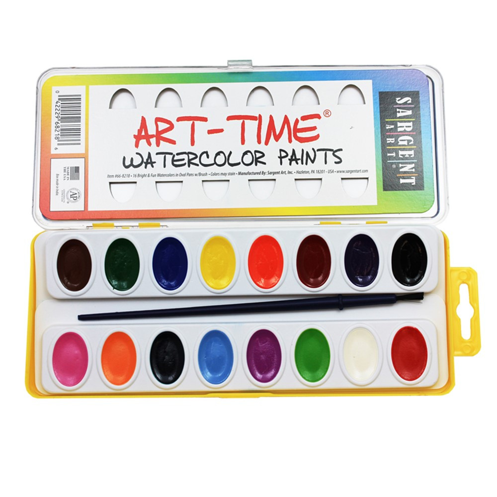SAR668218 - 16 Art Time Semi Moist Colors W/ Brush in Paint