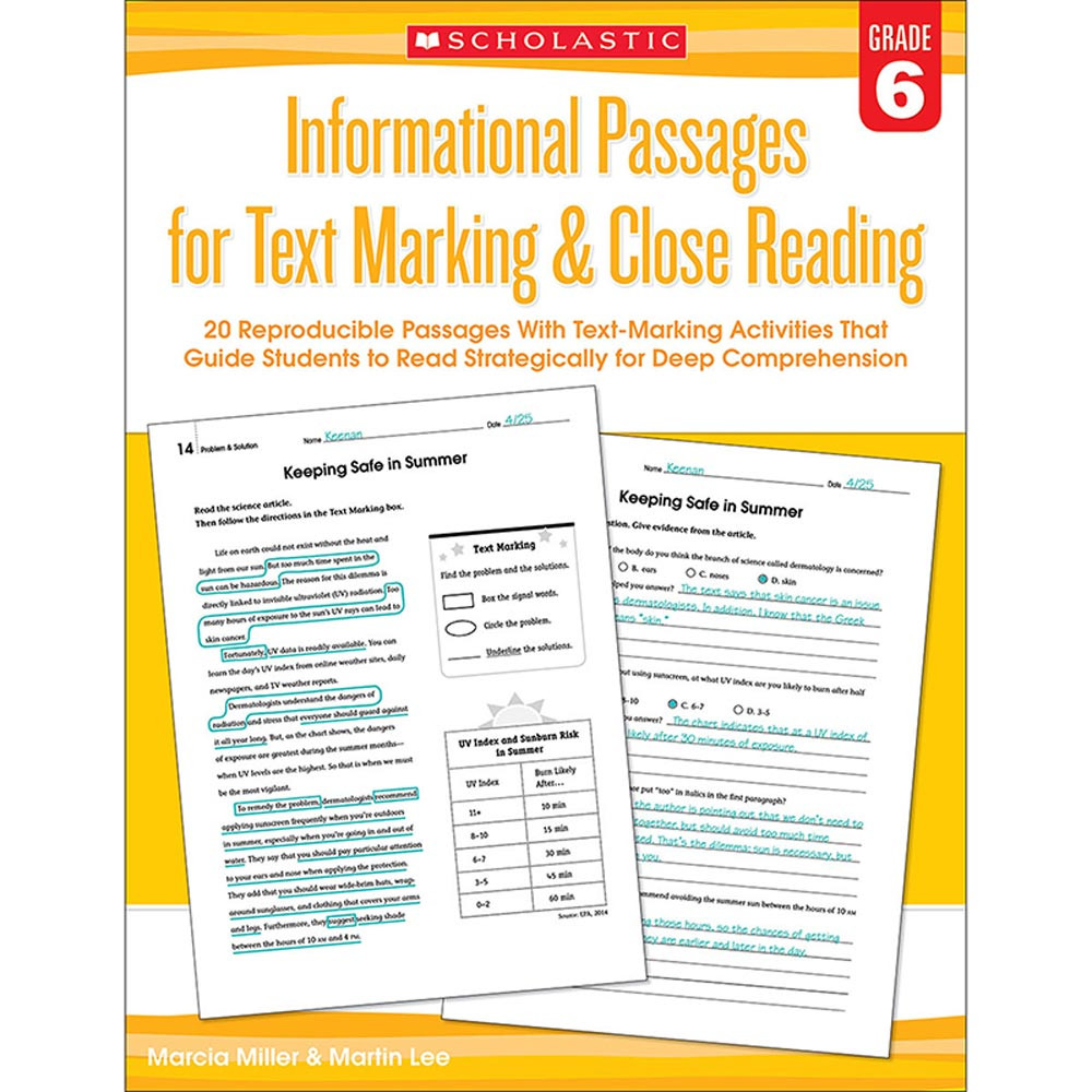 SC-579383 - Gr 6 Informational Passages For Text Marking & Close Reading in Comprehension