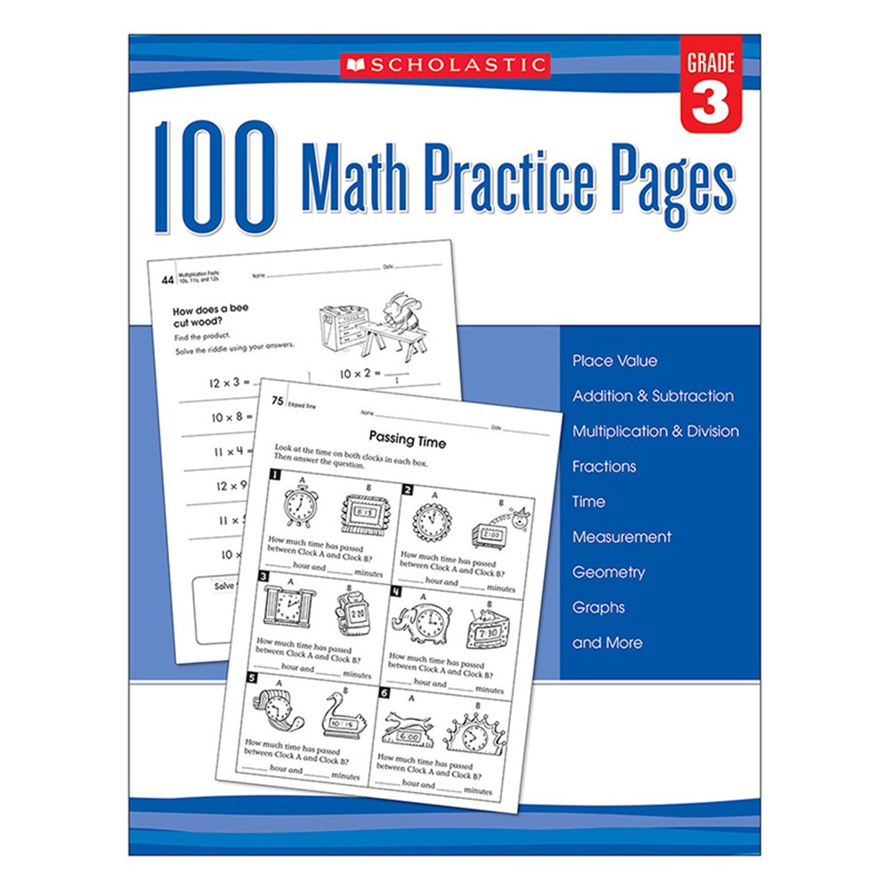 SC-579939 - 102 Math Practice Pages Gr 3 in Activity Books