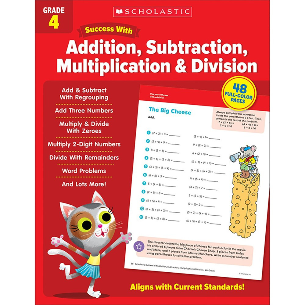 Success With Addition, Subtraction, Multiplication & Division: Grade 4 - SC-735514 | Scholastic Teaching Resources | Activity Books
