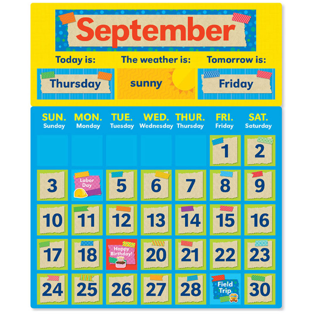 SC-812778 - Tape It Up Calendar Bulletin Board in Classroom Theme