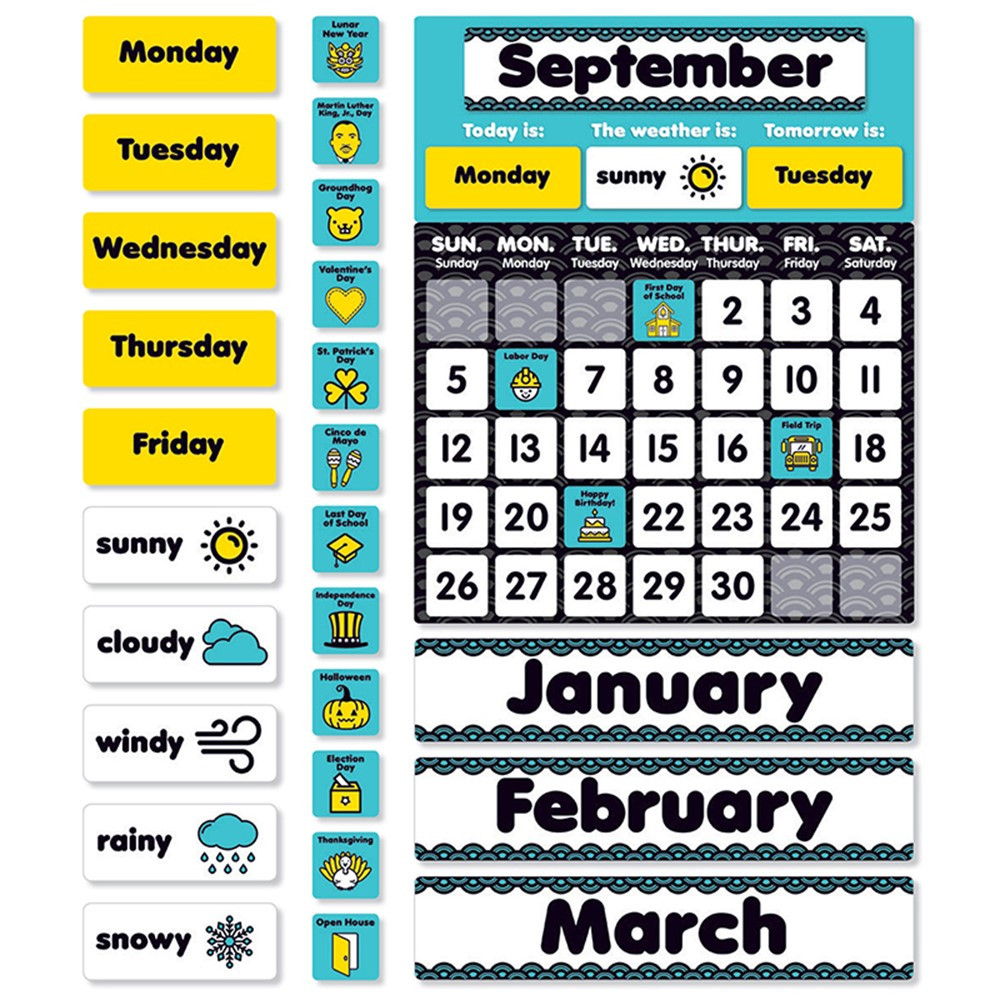 SC-823621 - Aqua Oasis Calendar Bulletin Board in Classroom Theme