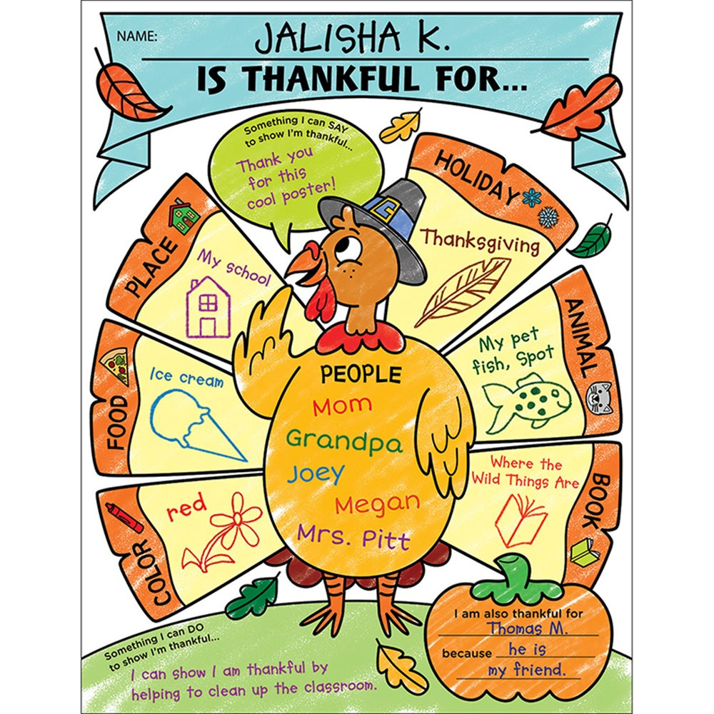 SC-831434 - Personal Poster Set I Am Thankful Gr K-2 in Classroom Theme