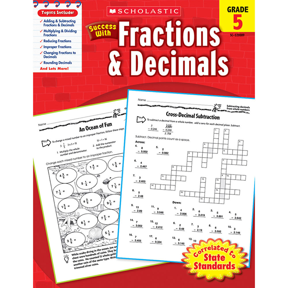 SC-9780545200899 - Scholastic Success With Fractions & Decimals Gr 5 in Fractions & Decimals