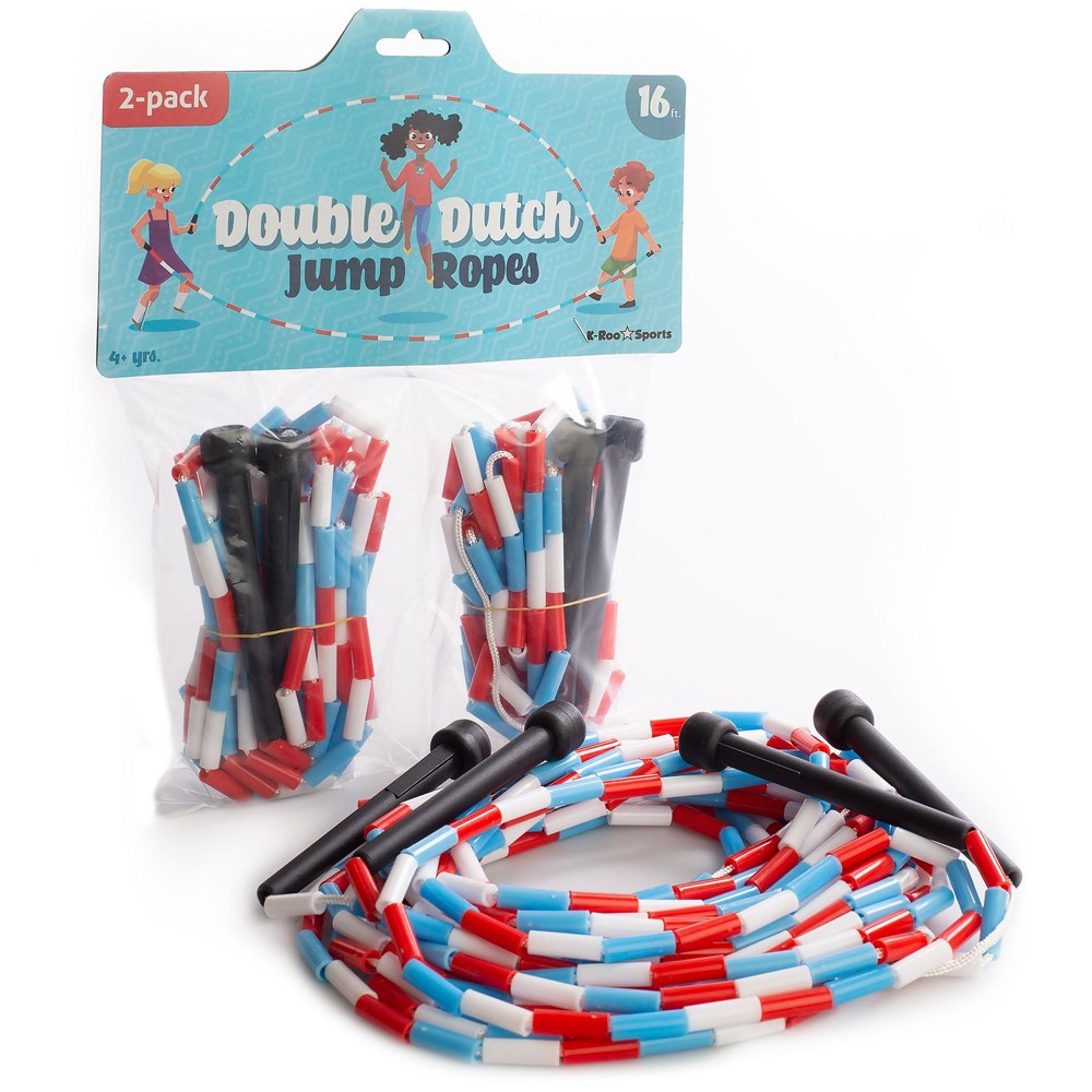 2-pack Double Dutch Jump Ropes, Red/White/Blue 16ft