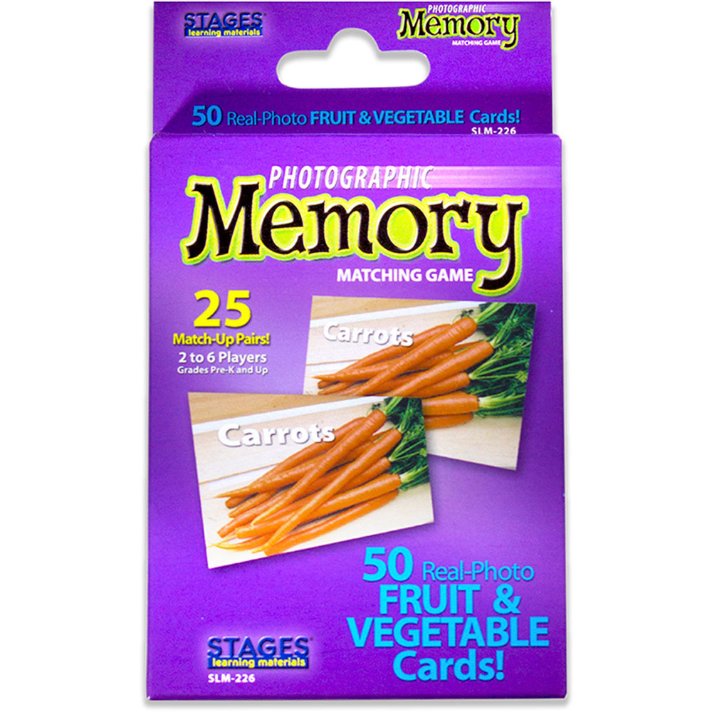 SLM226 - Fruit & Vegetables Photographic Memory Matching Game in Language Arts