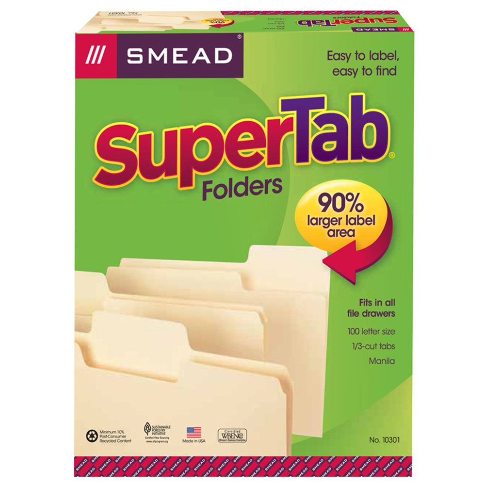 SMD10301 - Smead Supertab 100Bx Letter Size Folders Manila in Folders