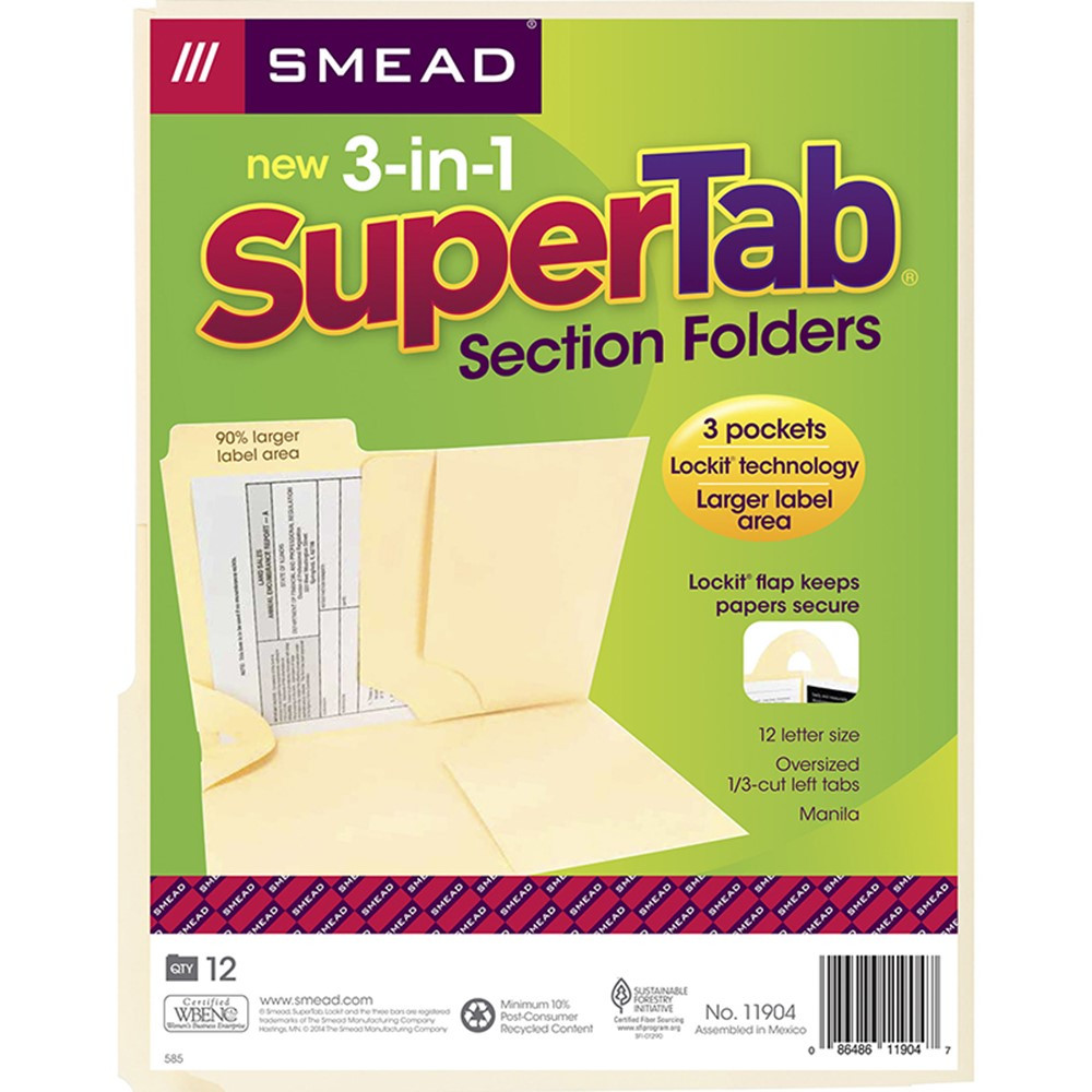 SMD11904 - Smead 3 N 1 Supertab Section Manila Folder in Folders