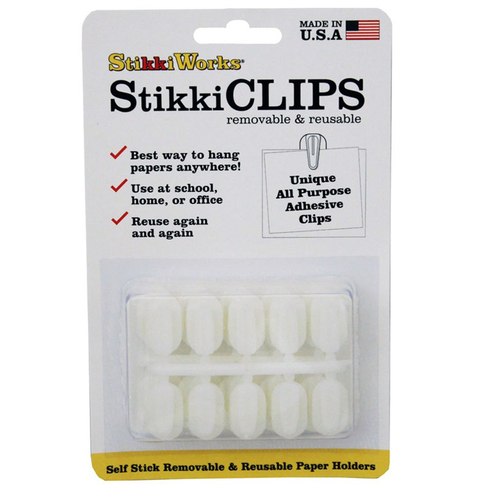 STK01320 - Stikki Clips White 20 Per Pack in Clips