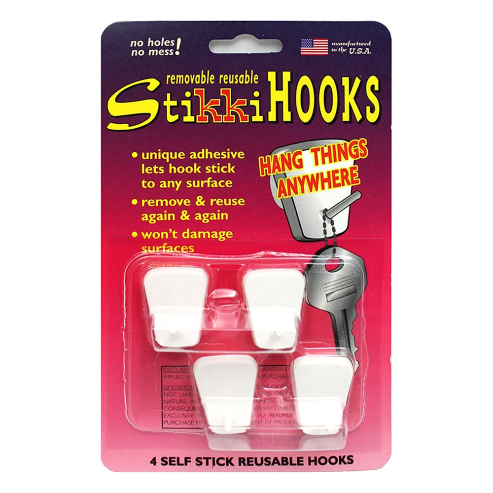 STK03020 - Stikkihooks 4-Pk White in Clips