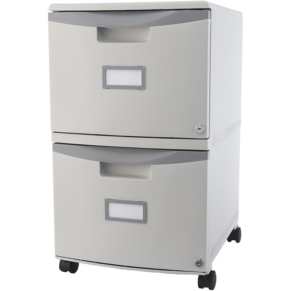 2 Drawer Mobile File Cabinet with Lock, Gray - STX61301B01C | Storex Industries | Storage