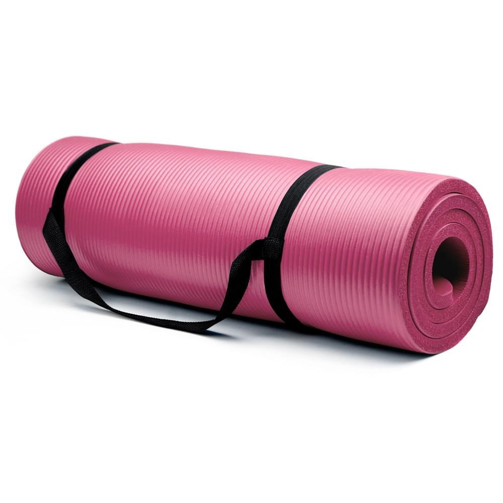 HemingWeigh Extra Thick High Density Exercise Yoga Mat with Strap - PINK  1/4inch