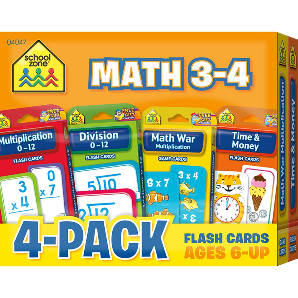SZP04047 - Math 3-4 Flash Cards 4 Pk in Flash Cards
