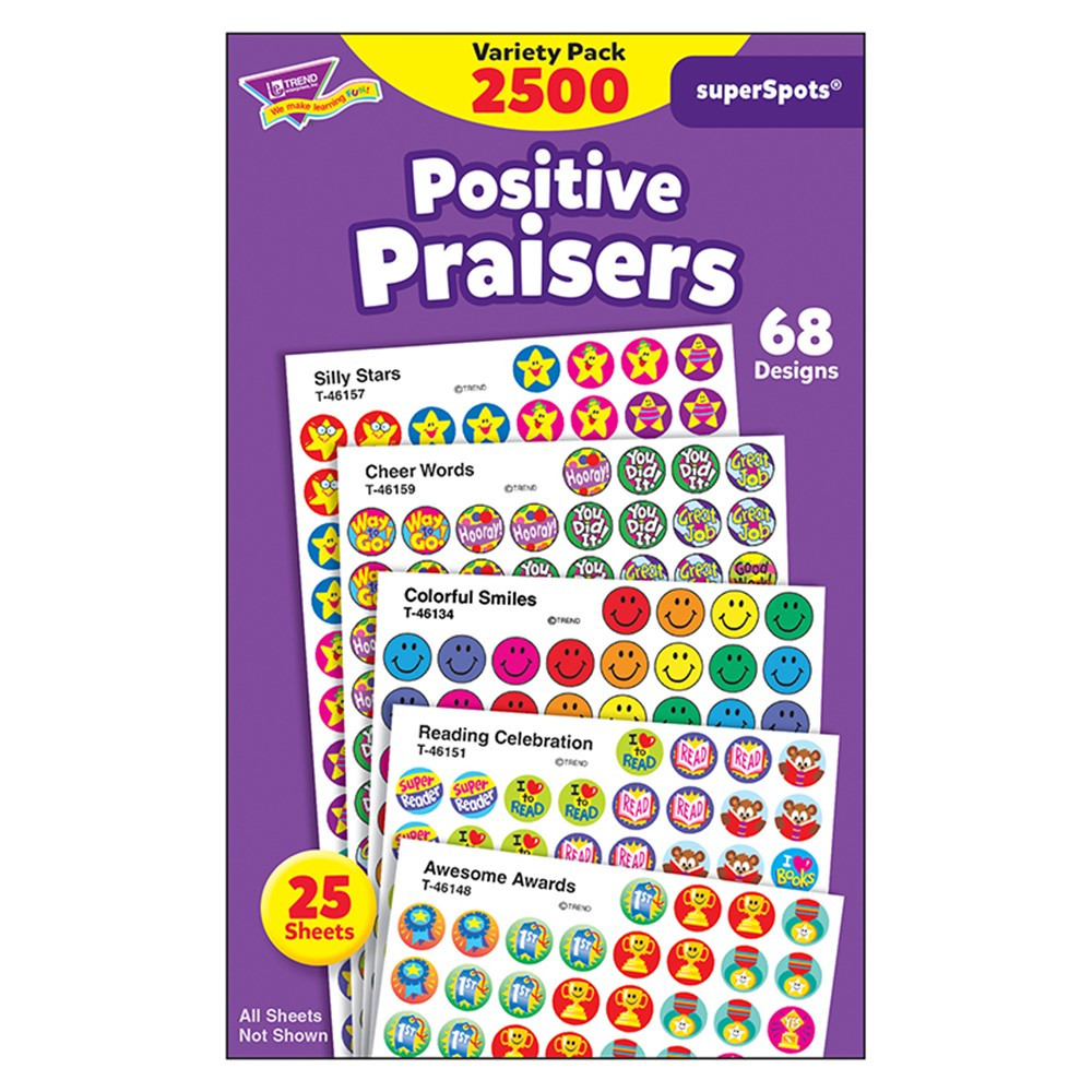 T-1945 - Superspots Stickers Positive 2500Pk Praise in Stickers