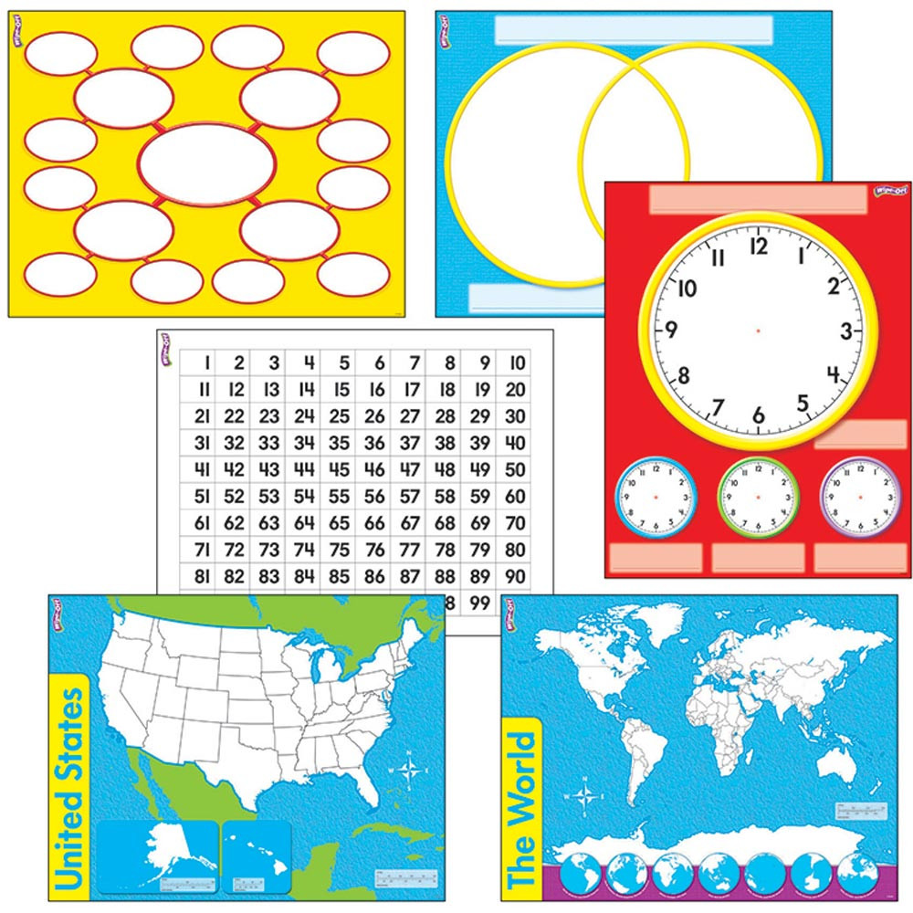 T-27905 - Wipe Off Charts & Maps Combo Pack in Dry Erase Boards