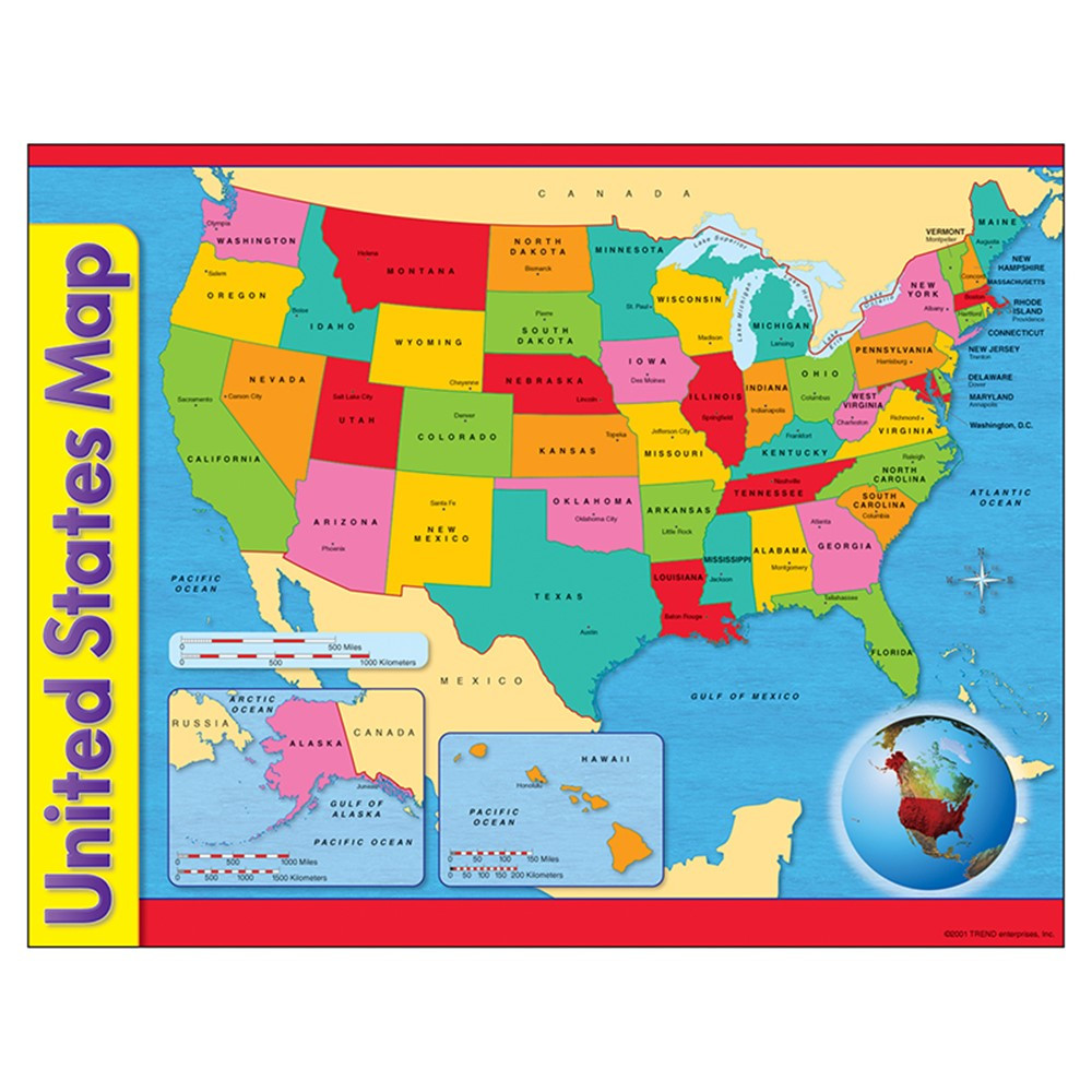 T-38097 - Chart Usa Map 17 X 22 Gr 1-8 in Maps & Map Skills