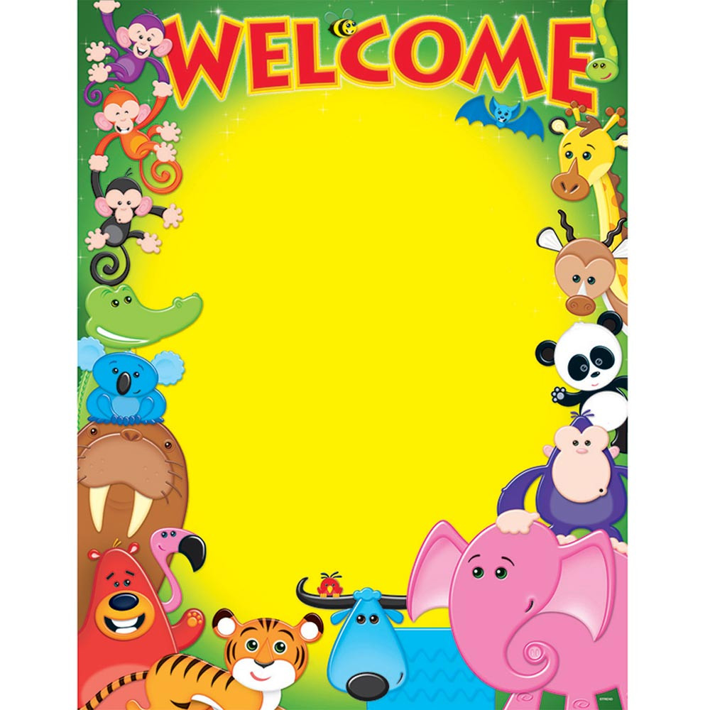 T-38335 - Welcome Awesome Animals Learning Chart in Classroom Theme
