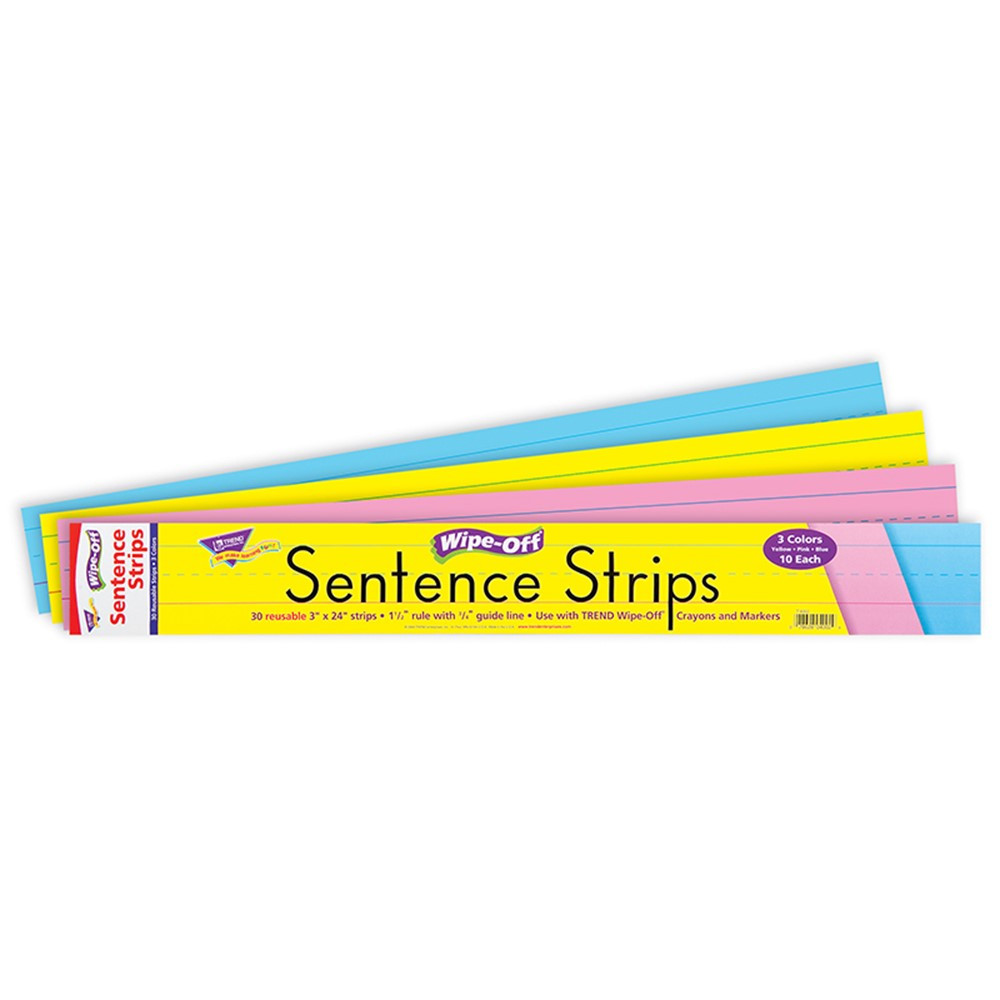 T-4002 - Wipe-Off Sentence Strips Multicolor 24 Inch Pk in Dry Erase Sheets