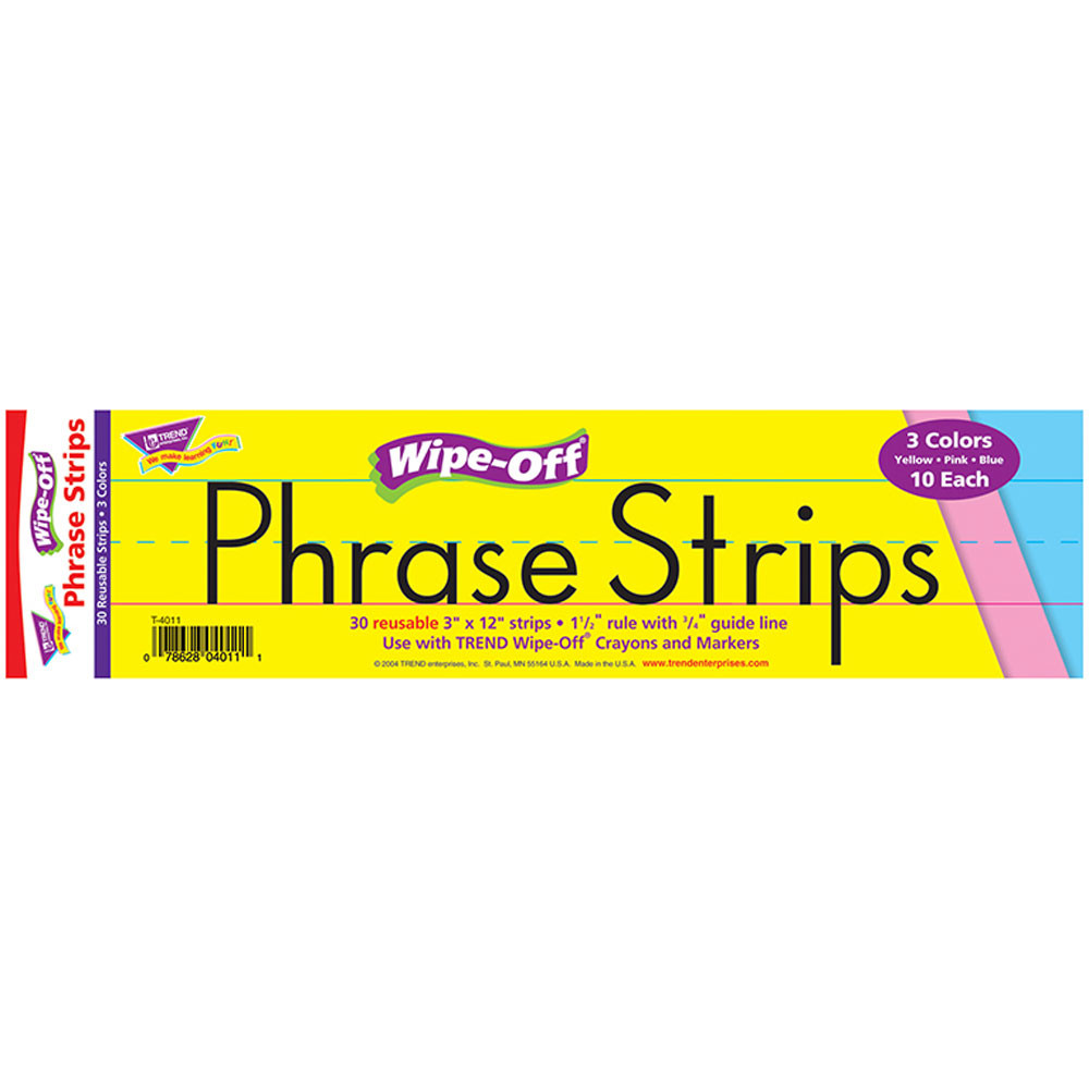 T-4011 - Wipe-Off Sentence Strips Multicolor 12 Inch Pk Phrase Strips in Dry Erase Sheets
