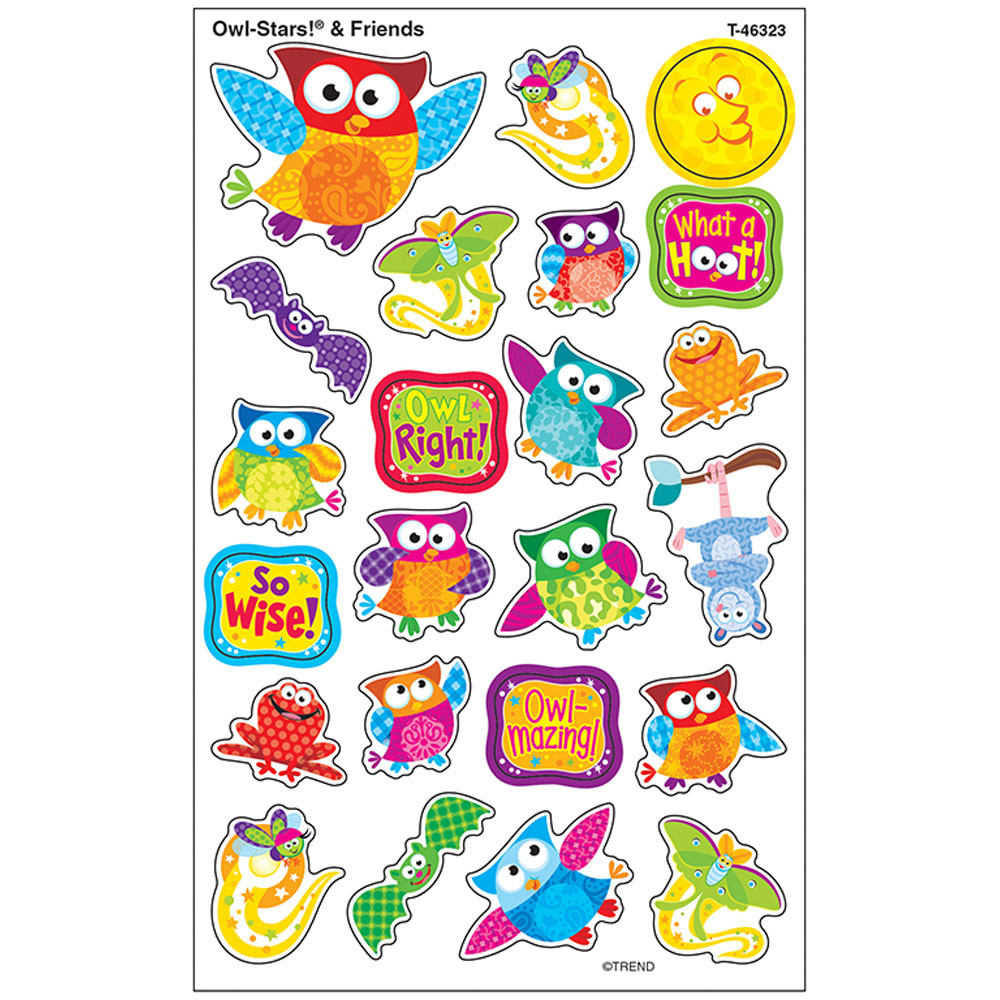 T-46323 - Owl Stars & Friends Supershapes Stickers Large in Stickers