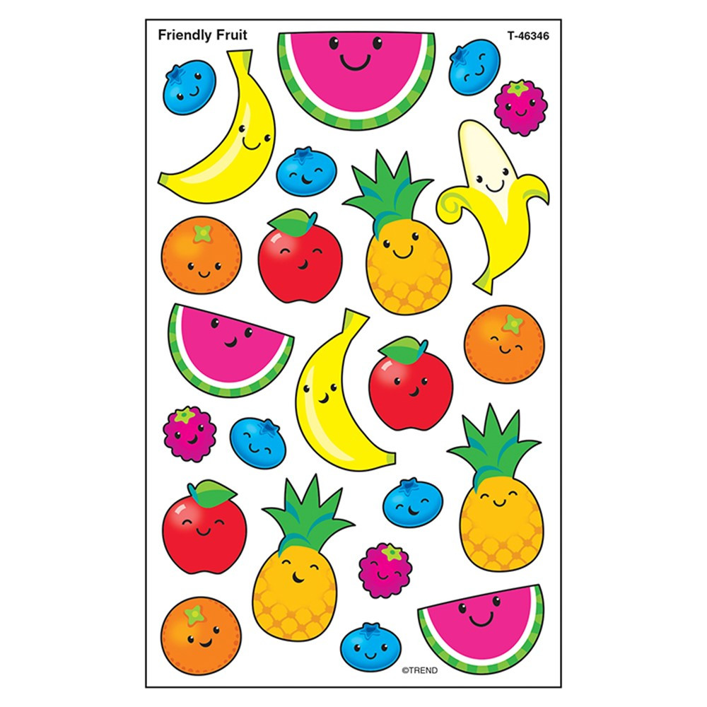 T-46346 - Friendly Fruit Super Stickers Lg in Stickers