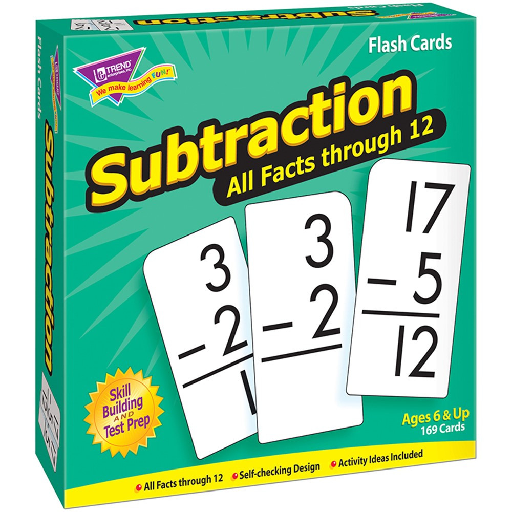 T-53202 - Flash Cards All Facts 169/Box 0-12 Subtraction in Flash Cards