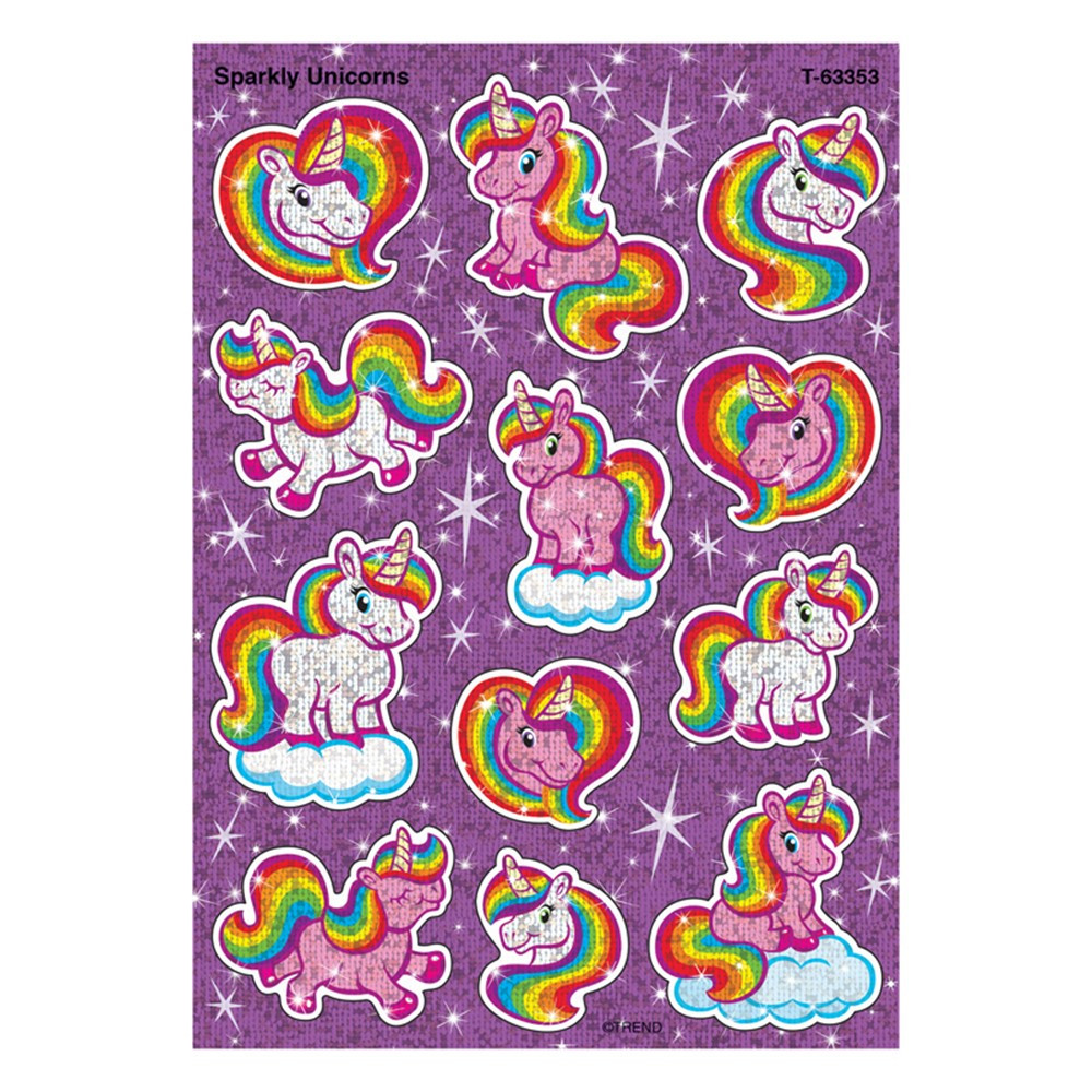 Sparkly Unicorns Sparkle Stickers, 24 Count - T-63353 | Trend Enterprises Inc. | Stickers