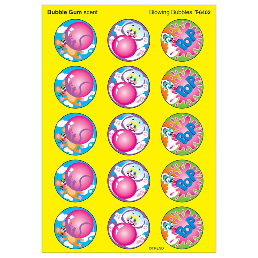 T-6402 - Stinky Stickers Blowing 60/Pk Bubbles Acid-Free Bubble Gum in Stickers