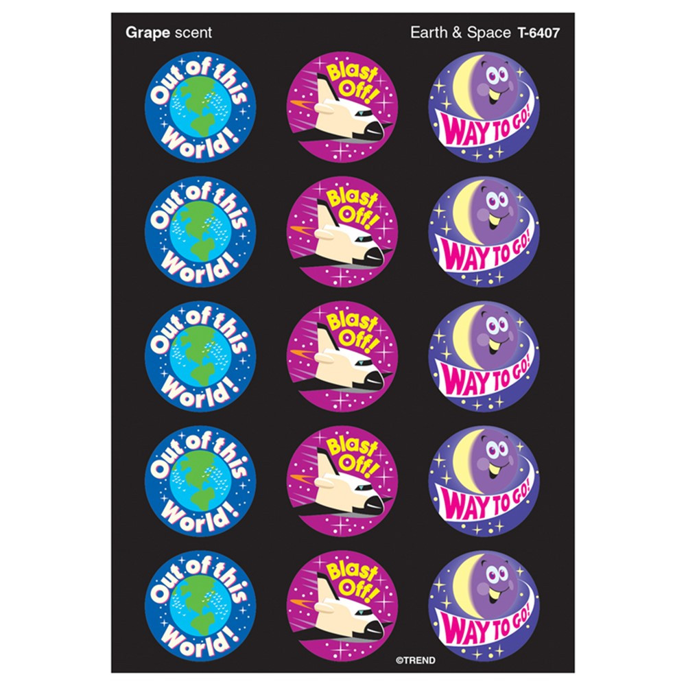 T-6407 - Stinky Stickers Earth & Space 60/Pk Acid-Free Grape in Science