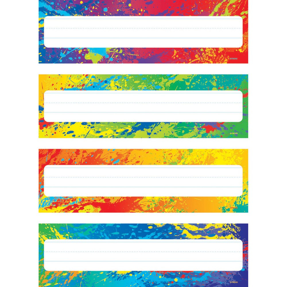 T-69906 - Splashy Colors Name Plates Variety Pack Of 4 Designs 32 Plates in Name Plates