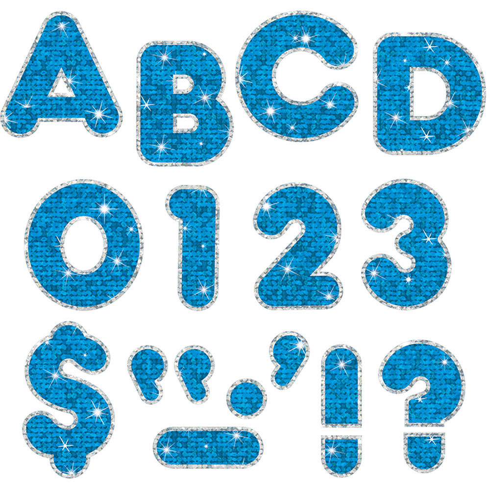T-79641 - Blue Sparkle Plus 4In Ready Letters in Letters