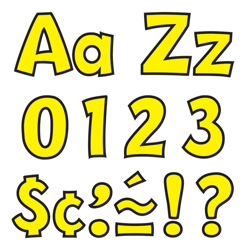 T-79743 - Ready Letter 4 Inch Playful Yellow Uppercase & Lowercase Combo in Letters